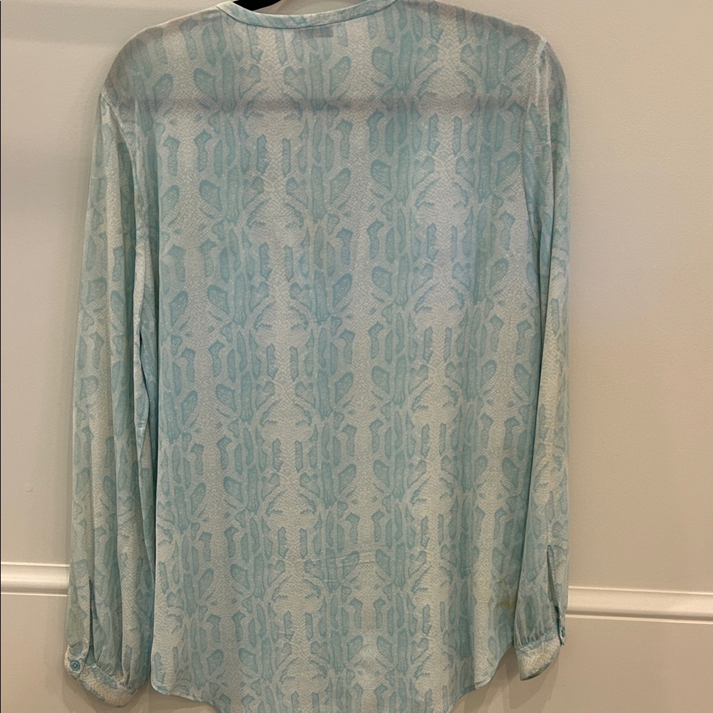 Equipment Light Blue Patterned Blouse - image 4